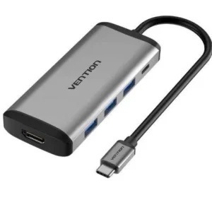 vention type c to hdmi/vga/usb3.0/pd converter 0.15m gray metal type